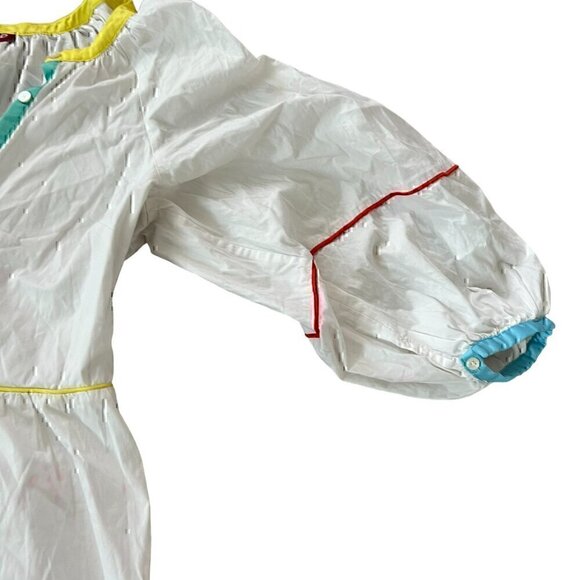 Staud Womens Dress 2 White Demi Maxi Puff Sleeve Button Tiered Zipped Pockets - Picture 5 of 16